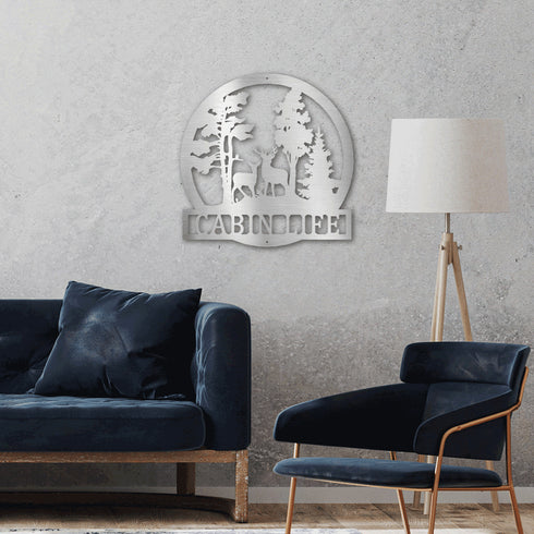 Personalized Forest Deer Metal Wall Art